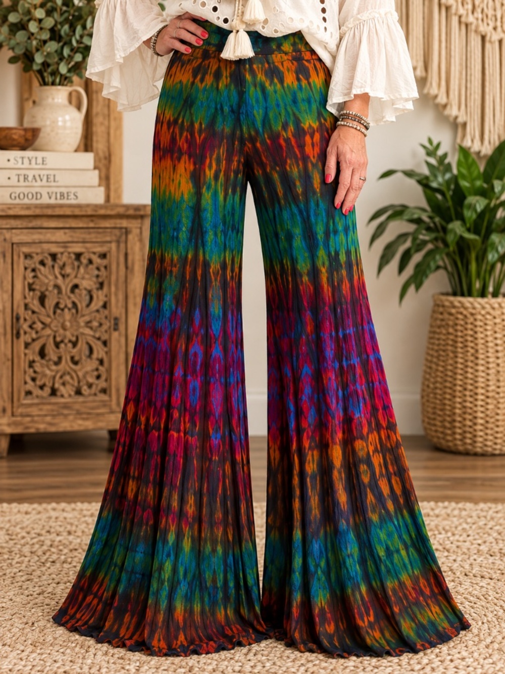 Sacred Threads NWT Tie Dye Flare Palazzo Pants OS